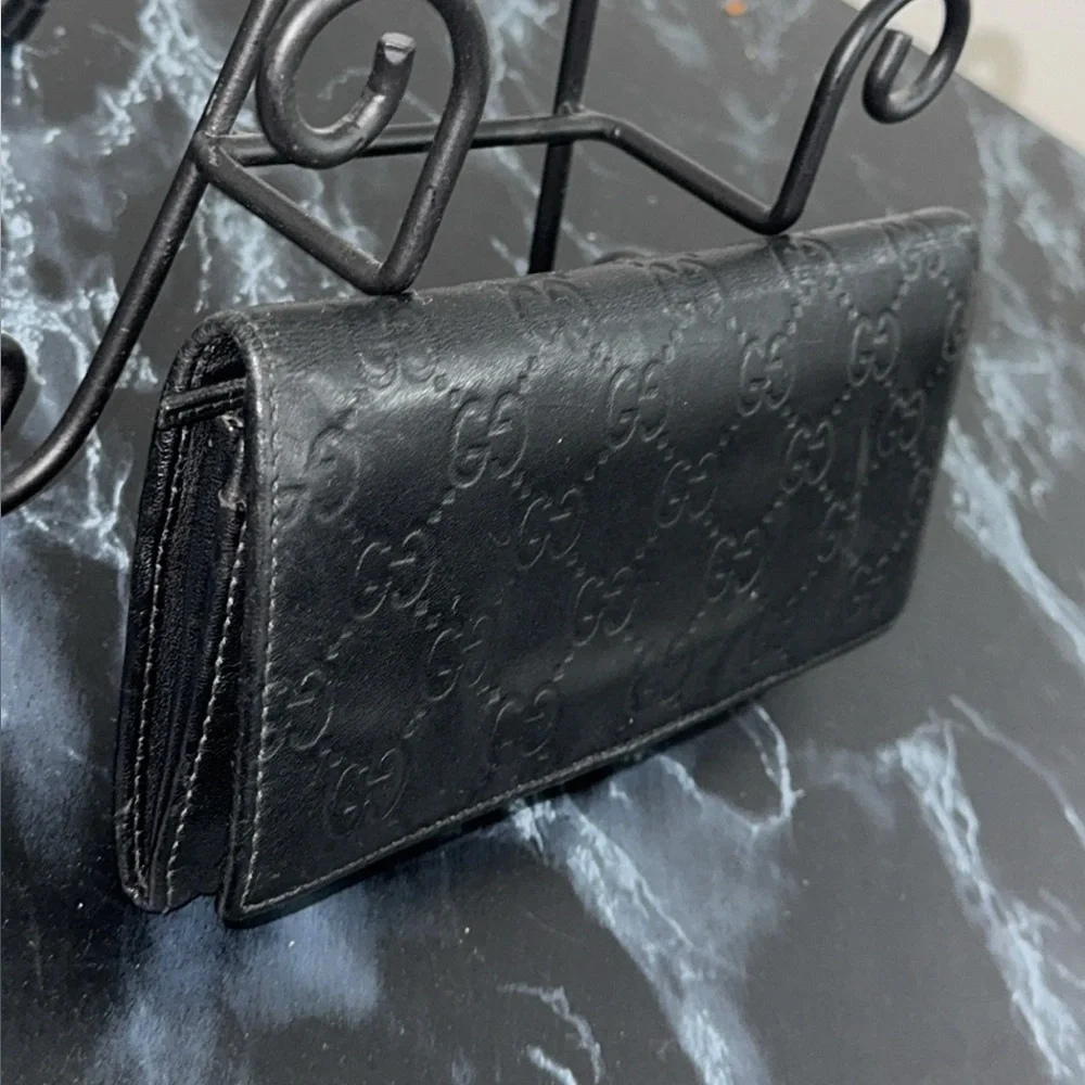 GUCCI Women’s Black Fold Leather Wallet 100% AUTHENTIC